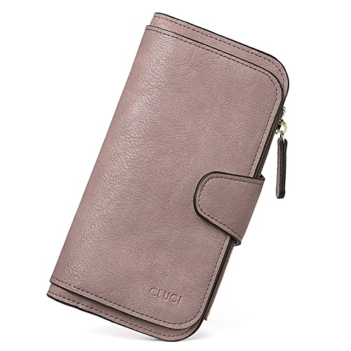 CLUCI RFID Wallet for Women Bifold Wallet with ID Window | Multiple Card Holder, Gifts for Women Birthday - color: 2 Two-toned Purple