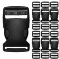 Buckles for Straps 1 Inch, Quick Side Release Plastic Buckle Clip 6 Pack + Tri-Glide Slide Clip 12 PCS, Heavy Duty Dual Adjustable No Sewing, Replacement for Backpack Fanny Pack Belt Dog Collars. - color: 1 Inch Buckles