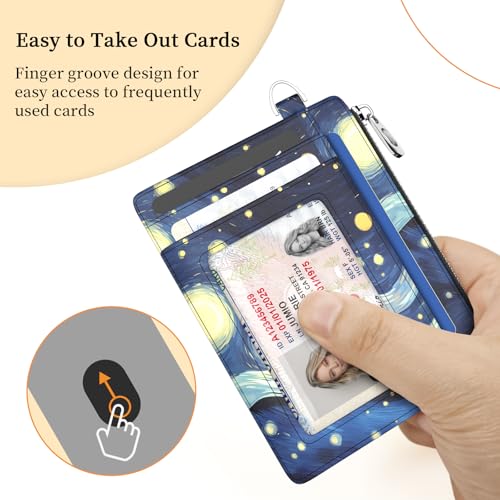 Hancynir Black Cat Small Wallet Women Credit Card Holder, Slim RFID Cute | Zipper Keychain Wallet, Travel Coin Front Pocket, Ladies Women Gifts, Thin Minimalist Card Case, 6 Card Slots, PU Leather - color: Black Cat Keychain Wallet