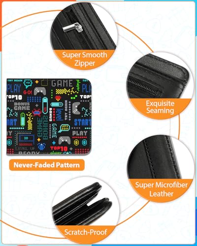 Bistup Boys Wallet Cute Leather Bifold Wallet Video Game for Teen Boys Cool Fun Credit Card Cash Id Holder Rfid Blocking Gamer Bi Fold Small Wallets With Coin Pocket Slim for Teens Youth Little Boy - color: Color Game