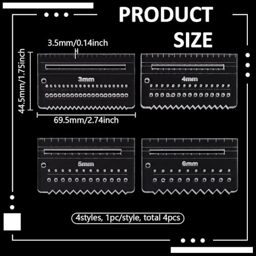 FINGERINSPIRE 4 PCS Clear Acrylic Leather Stitching Aid Plate 3/4/5/6mm Multifuction Stencil Template Leather Punching Tool Ruler Leather Stitching Aid Plate for Pulling Up Pricking Letherworking
