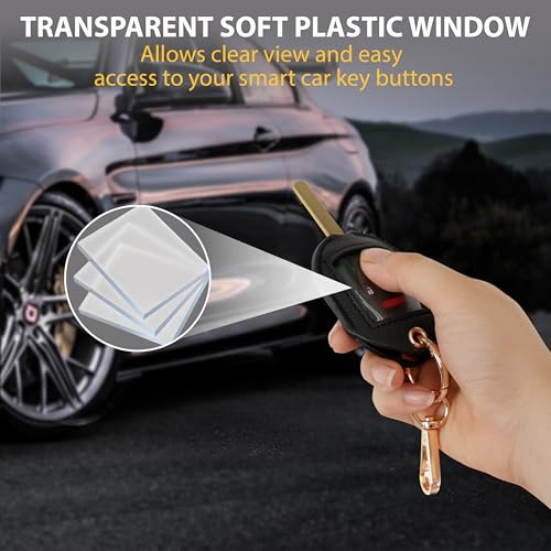 Leather Key Cover for Broken Car Key Loop Replacement | Double-Layer PU Leather Protects Car Keys from Scratches and Damage - color: Extra Large-black04