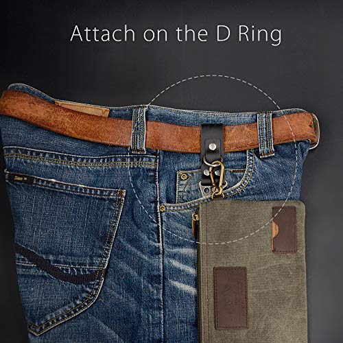diodrio EDC Leather Strap Keychain Holder, Heavy Duty Belt Clip Key Ring Fob Holder. 2 per Pack. - color: Black