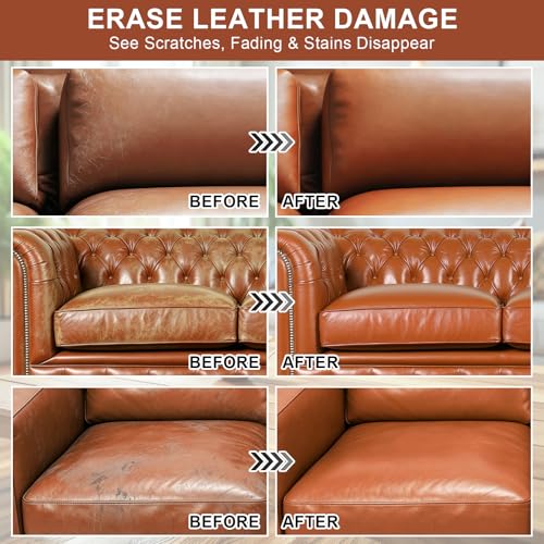 STARTSO WORLD 200Ml Leather Recoloring Balm with 100ML Leather Conditioner, Light Brown Leather Repair Kit for Furniture, Leather Dye, Leather Scratch Repair, Leather Couch Paint - color: Light Brown, size: Leather Recoloring Balm+Mink Oil