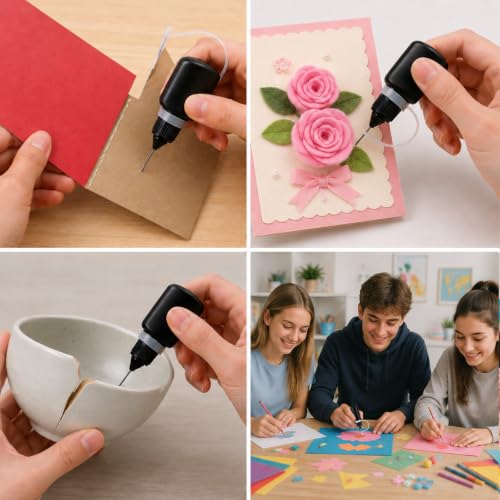 12pcs Black Precision Tip Applicator Bottles 10ml Fine Metal Needle Tip Squeeze Bottles for Glue Liquid Acrylic Painting DIY Paper Quilling Crafts Leak-Proof with Protective Caps
