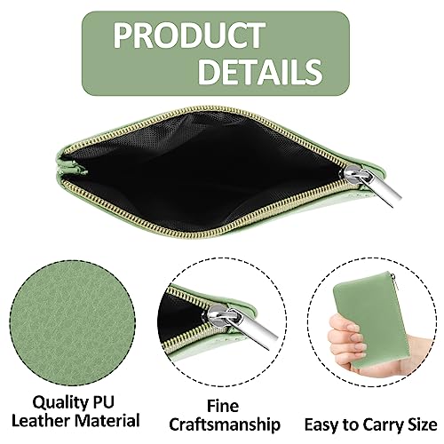 simarro Green Coin Purse, Vegan Leather Lychee Pattern Zipper Change Purse | Portable Coin Wallet Mini Change Holder for Women Coin Pocket for Women Credit Card Folded Bills ID Key Headset Lipstick - color: Green