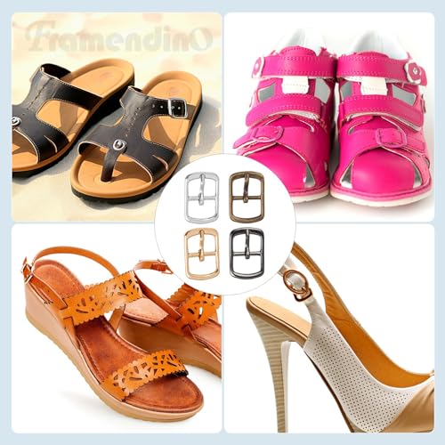 Framendino, 20 Pack Metal Single Prong Pin Shoes Buckles Roller Buckle Hardware Pin Buckle for Shoes Bag Leather Belt - color: 4 Colors