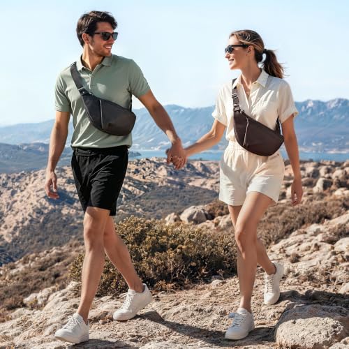 befen Genuine Leather Anti-Theft Crossbody Sling Bag for Women & Men, Slim | Multi Pockets, RFID Blocking Protection, 8 Card Slots, Lightweight, Soft Real Leather, Unisex Daily Travel Outdoor Carry - color: Coffee