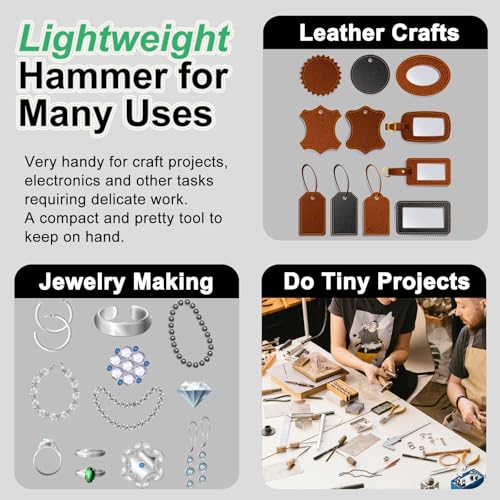 Lightweight Hammer for Book Nook Kits, Woodworking, Small Projects | Little Craft Mallet, Small Hammer for Jewelry Making, Leather, Watch, Home Project - color: Crafting Hammer