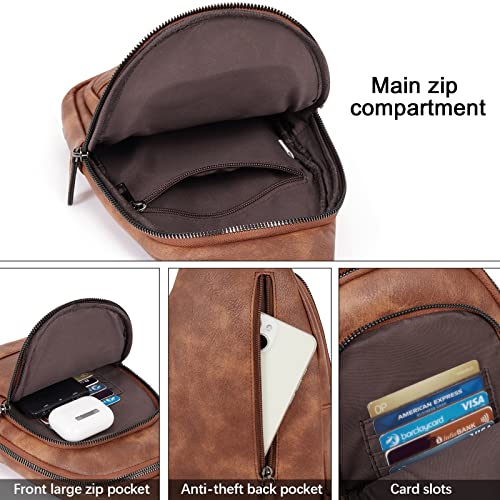 CLUCI Crossbody Bags for Women Men,Leather Sling Bag Cross Body Backpack for Woman Gifts for Women Birthday Unique - color: 0-1 Brown