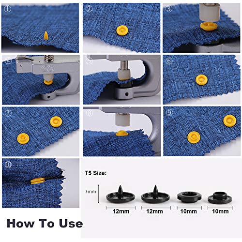 EuTengHao 1440Pcs Plastic Snap Buttons No-Sew Snap Fasteners T5 Snaps with Snaps Pliers Kit for Clothing Sewing,Rain Coat,Bibs,Clothes Crafting(24 Colors,360Sets)
