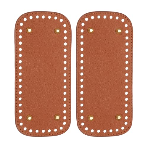 PATIKIL 7.9 x 3.5inch Leather Bag Bottom, 2 Pcs PU Leather Bag Bases Purse Making Knitting Rectangle Crochet Bottom Shaper Pad with Holes Durable for Crochet DIY Handbag Tote, Brown - color: Brown