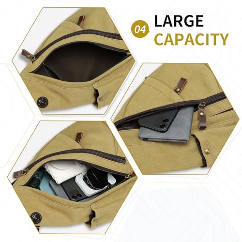 Crossbody Bag for Women Men - Small Sling Backpack 3-in-1,Khaki - color: Khaki