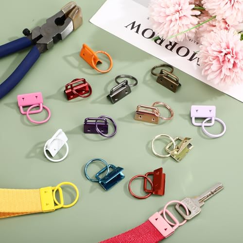 Landical 50 Pcs Key Fob Hardware Set 1 Inch with Rings for Wristlet