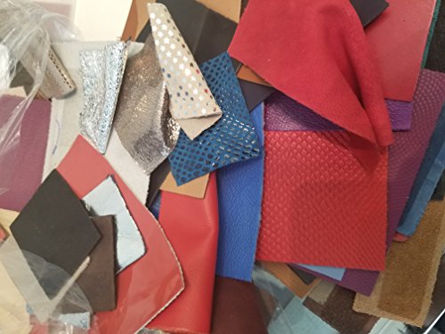 NAT LEATHERS™ scrap 2 lbs. of remnants trimming Cow hide shoe handbag and upholstery cuts colors nappa, embossed metallic leathers in 2.5-3.0 oz 1.2-1.4 mm about 2 pound Leather Skin (2 lbs) - size: 2 lbs