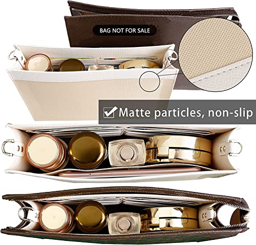 Premium Leather Purse Insert Organizer Compatible with LV Toiletry Pouch 19/26 with Gold Buckles - color: Beige, size: Small-19