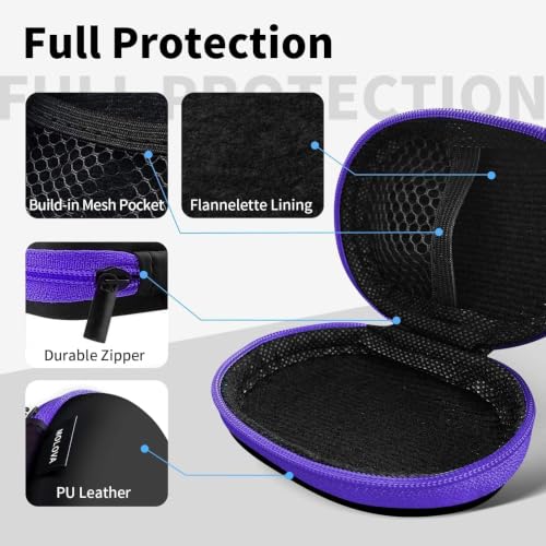 1 Pack Oval Earbud Case Storage Bag with Carabiner, Purple | Portable EVA Carrying Case, For Wired/Wireless Headphones, SD Card Storage, Camera Chip - color: D51-purple