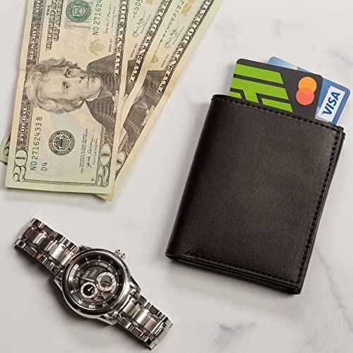 Bullhide Belts Full Grain Bridle Leather Trifold Wallet Black | ID window, Made in USA - color: Black
