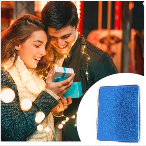 Square Blue Compact Mirror for Women,Small Magnifying Travel Mirror with Glitter,Portable 2 x 1x Magnification Folding Pocket Makeup Mirror Cosmetic Mirror for Gift,Travel Essentials - color: Blue-square