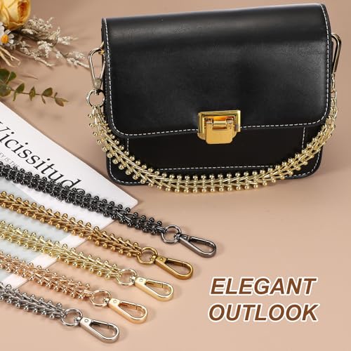 uxcell Metal Chunky Purse Chain Handle, 60cm/23.6" Bag Extender Chains Replacement with Swivel Lobster Clasps for DIY Handmade Handbag Shoulder Bags Hardware Accessories, Gunmetal - color: Gunmetal