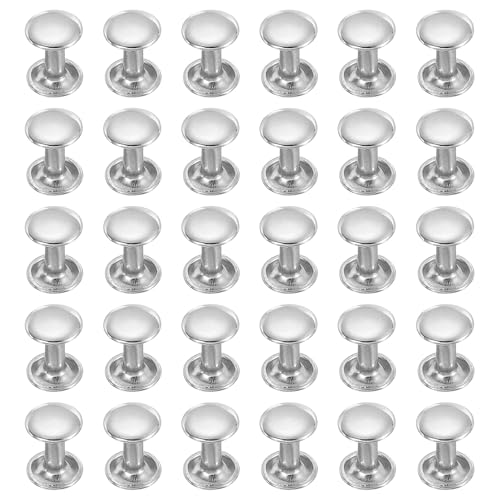 uxcell 100 Sets Double Cap Leather Rivets, 8x10mm Round Cap Metal Studs Rivets for Leather Craft Repair DIY Purse Belts Bags Shoes, Silver - color: Silver, size: 8x10mm