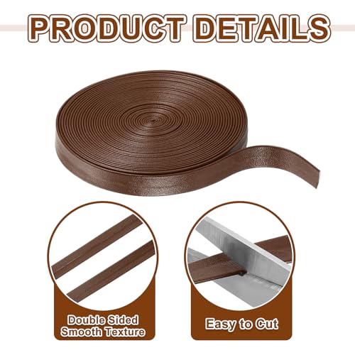 uxcell 5 Yard 10mm PU Faux Leather Strips, Fold Over Leather Strap Roll Double Sided Faux Supplies for DIY Craft Projects, Light Brown - color: Light Brown, size: 10mm