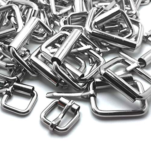 Assorted Multi-Purpose Metal Roller Buckles Belts Hardware Pin Buckle for Bags Leather Belt - color: Silver, Assorted Inches