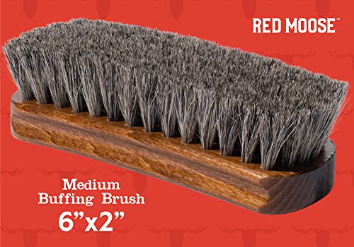Horsehair Shoe Brush - Shoe Polish Brush for Leather, Boots, Shine - Red Moose | Soft Horsehair Bristles for Gentle Polishing - Ideal For Leather Shoes & Boots - Enhances Shine and Removes Dust