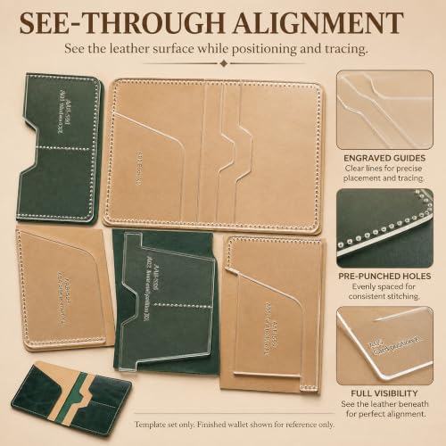 RIVEENY Leather Craft Templates: Acrylic Bag Pattern for Passport Holder Cover Wallet, Acrylic Leather Template Kit - style: AAB-599