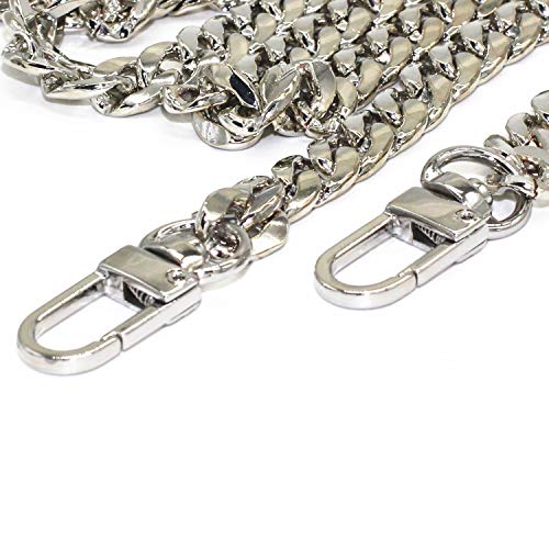 47" Silver Purse Chain Strap Replacement for Crossbody Bag Handbags | DIY Iron Flat Chain Strap with Metal Buckle Replacement for Purse, Crossbody Bag Shoulder Bag - color: Silver, size: 47"