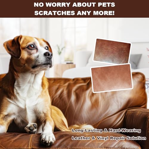 STARTSO WORLD Brown Leather & Vinyl Repair Kit for Furniture, Couches, Car Seats, Sofas, Boat Seats, Jackets with Easy Instructions, Repair Scratches, Tears, and Holes in Pleather, Genuine Leather - color: Brown