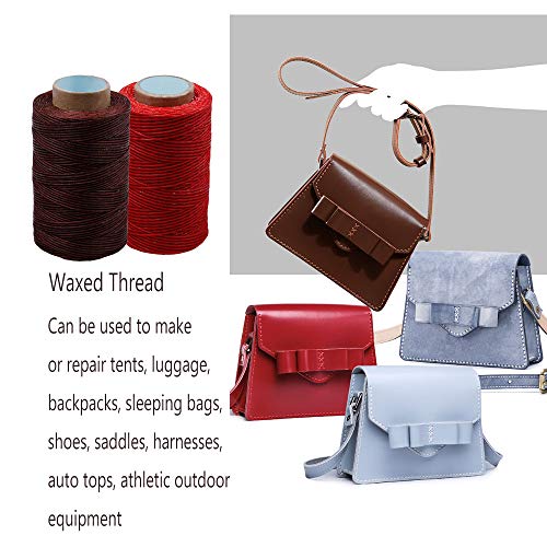 284Yards Leather Sewing Waxed Thread, 0.8mm Waxed Thread for Bookbinding - color: Dark Red