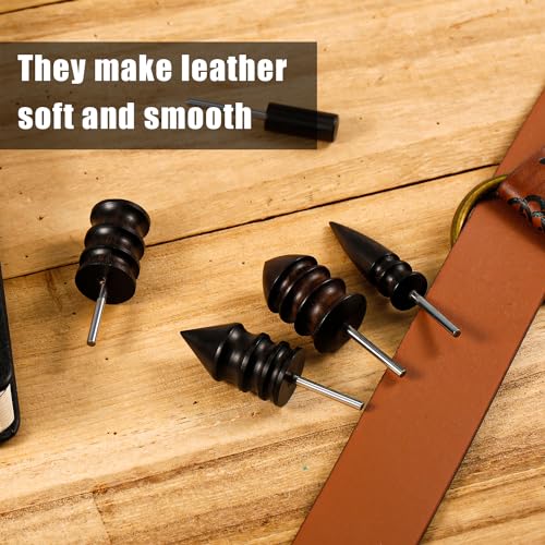 NQEUEPN 5pcs Leather Burnisher Bits for Rotary Tool, 5 Styles | Ebony Burnishing Machine Accessories for Leather Craft Edges
