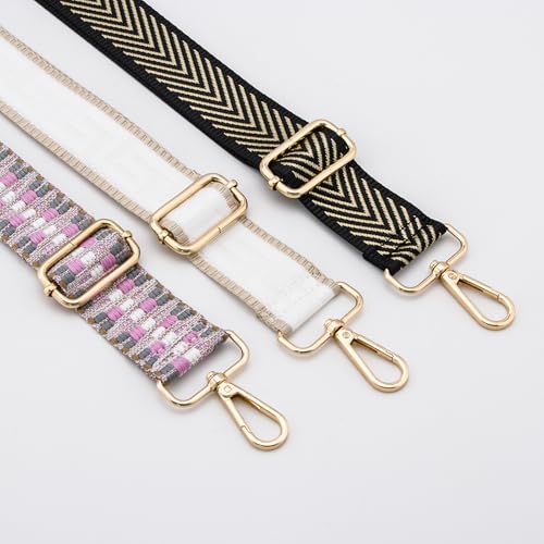 Purse Straps Replacement Crossbody Bag Strap for Purses Adjustable Wide Shoulder Straps for Women Handbags - color: Black and Gold Line Arrow