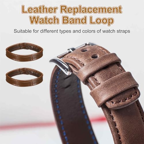 HARFINGTON Leather Watch Band Loops Replacement Watch Band Keeper Watch Strap Holder Retainer Wristwatch Strap Fastener Rings - color: Brown, size: 24mm