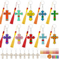 Cinrobiye 24 Set Religious Father’s Day Craft Kits, DIY Wooden Keychain Making Set with Paint Pens, Beads & Tassels, Bulk Christian Craft Activity Kit for Sunday School, Church VBS & Party Favors - style: Dad 2