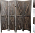 Premium Home 4-Panel Room Divider – Rustic Brown Barn Door, K Pattern Folding Privacy Screen, Partition Wall - color: Barnwood Brown - K Pattern - 4 Panel