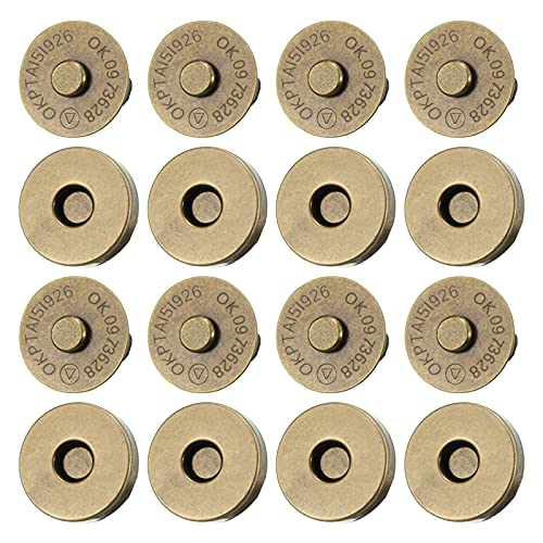 20 Set Magnetic Snaps, Purse Magnetic Button Replacement Kit-Bronze 14MM | Magnetic Bag Fastener Clasp for Sewing, DIY Craft, Purses, Bags, Clothes, Leather - color: Bronze 14MM