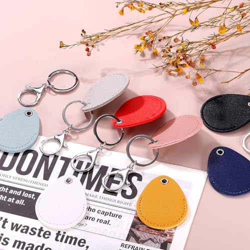 uxcell 4pcs Leather Key Fob, PU Leather Car Keychain Blanks Key Holder with Key Rings for Key ID Cards DIY Laser Engraving - color: Light Blue