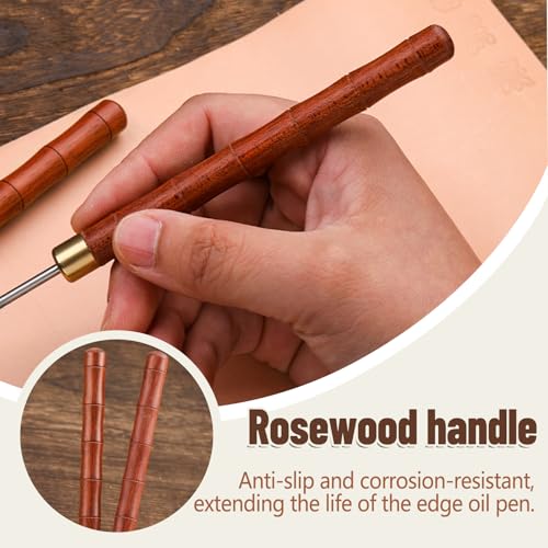 Jmuiiu 2 Pcs Leather Edge Dye Pen, Leather Edge Printing Tool for Craft | Red Brown Colors Edge Roller Pen Applicator, Edge Coating