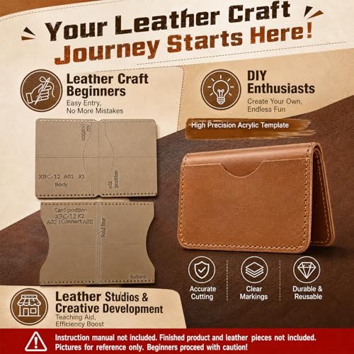 RIVEENY Leather Pattern Templates, Acrylic Card Holder Template for Leather Bag (Style-A)