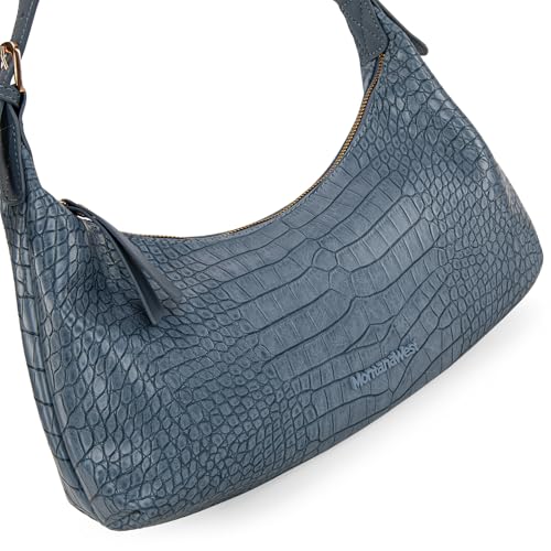 Montana West MEDIUM Shoulder Purses for Women Crescent Hobo Bags Trendy Purses - color: Crocodile Jean