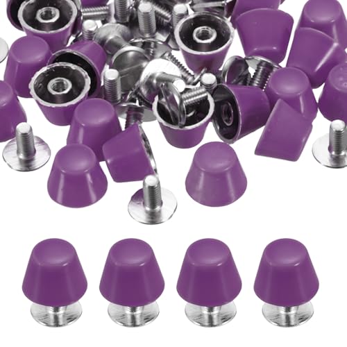 PATIKIL 10mm Screw Back Rivets Stud, 25 Sets Purse Handbag Feet Round Flat Nailhead Flat Head Stud Rivet Spike Leathercraft for DIY Leather Luggage Collar Belt Shoes, Purple - color: Purple, size: 10mm