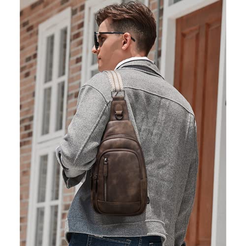 CLUCI Crossbody Bags for Women Men,Leather Sling Bag Cross Body Backpack for Woman Gifts for Women Birthday Unique - color: 0-4 Coffee
