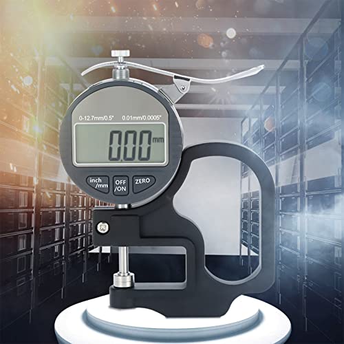 Hilitand Digital Thickness Gauge for Paper Leather Cloth Wire Measuring Tool 0-12.7mm Measuring Range 12.5 x 10cm