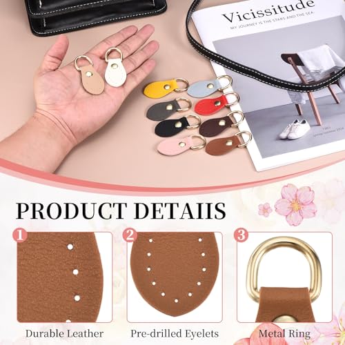 PATIKIL Purse Strap Mount Hook, Sew on Leather Buckle Bag Side D Ring Clips Replacement Clasp - color: Brown