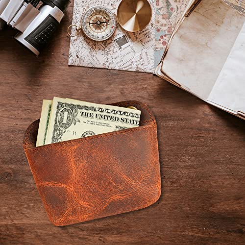 Leather Double Clasp Pouch Coin Purse Organizer | Full-grain leather, double-clasp closure, multipurpose storage & cards & cables, anti-fray stitching, travel use
