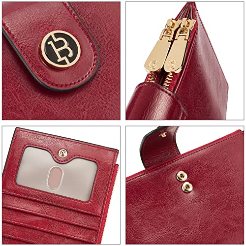 BOSTANTEN Leather Womens Wallet Large RFID Blocking Slim Card Holder - color: 5-Wine-Red