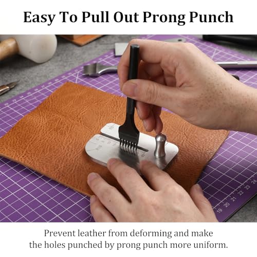 Leather Stitching Punch Aid Plate Stainless Steel Pulling Plate for Pricking Iron Aid Board Leather Working Crafting Tools Pull Up Prong Punch
