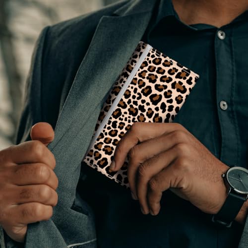 Checkbook Cover for Personal Checkbook, Cute Pu Leather Check Book for Women & Men, Slim Checkbook Holder with Pen Holder and Built-in Clear Plastic Divider, Classic Leopard - color: Classic Leopard